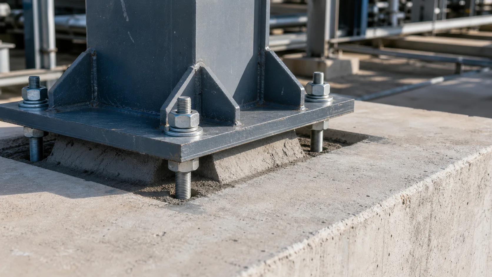 Anchor rods, expansion anchors and washers for concrete baseplate fastening