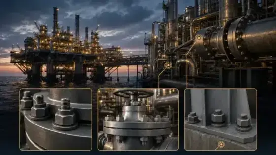 ASTM A193 stud bolts and heavy hex nuts used in high-pressure oil and gas flange and valve connections