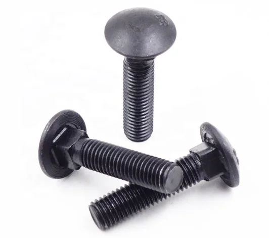 DIN 603 Carriage Bolts - 4.6 / 4.8 / 8.8 - Carbon Steel / Alloy Steel - round head with square neck and threaded shank; alternate product view