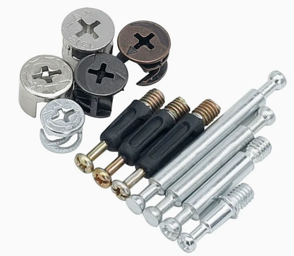 Minifix 3-in-1 Furniture Connector (OEM / Furniture connector system) - Furniture hardware grade / OEM - Zinc alloy cam / carbon steel connecting bolt / PA plastic sleeve - product geometry and dimensional form; primary product view