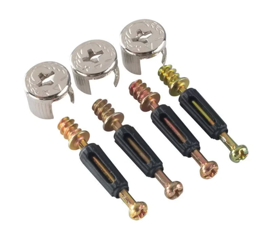 Minifix 3-in-1 Furniture Connector (OEM / Furniture connector system) - Furniture hardware grade / OEM - Zinc alloy cam / carbon steel connecting bolt / PA plastic sleeve - product geometry and dimensional form; additional product view 3