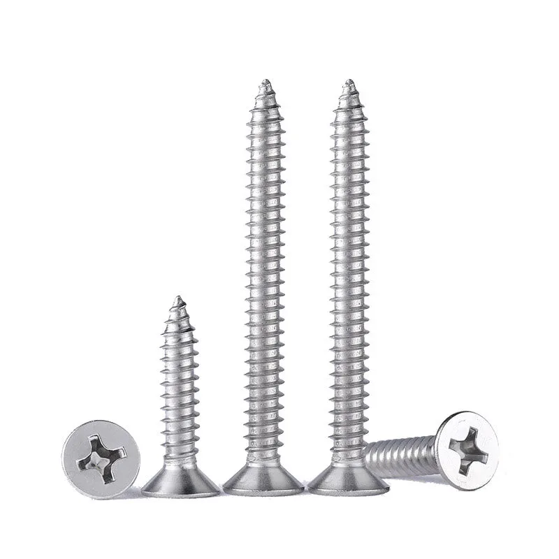 Stainless Cross Recessed Countersunk Head Self Tapping Screws (DIN 7982 / ISO 7050) - A2-70 / A4-70 - SS304 / SS316 - countersunk head for flush installation; alternate product view