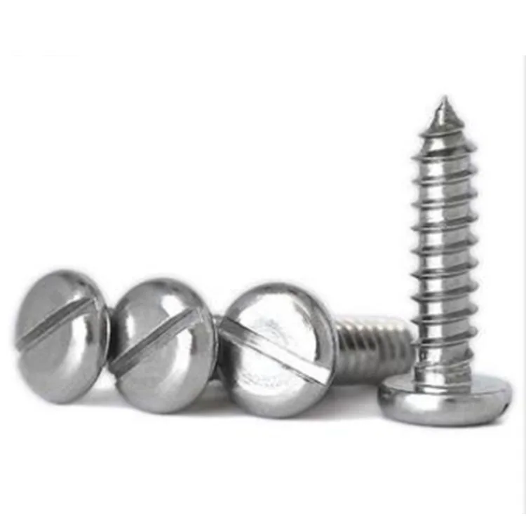 Stainless Slotted Pan Head Self Tapping Screws (DIN 7971 / ISO 1481) - A2-70 / A4-70 - SS304 / SS316 - rounded pan head with recessed drive; alternate product view
