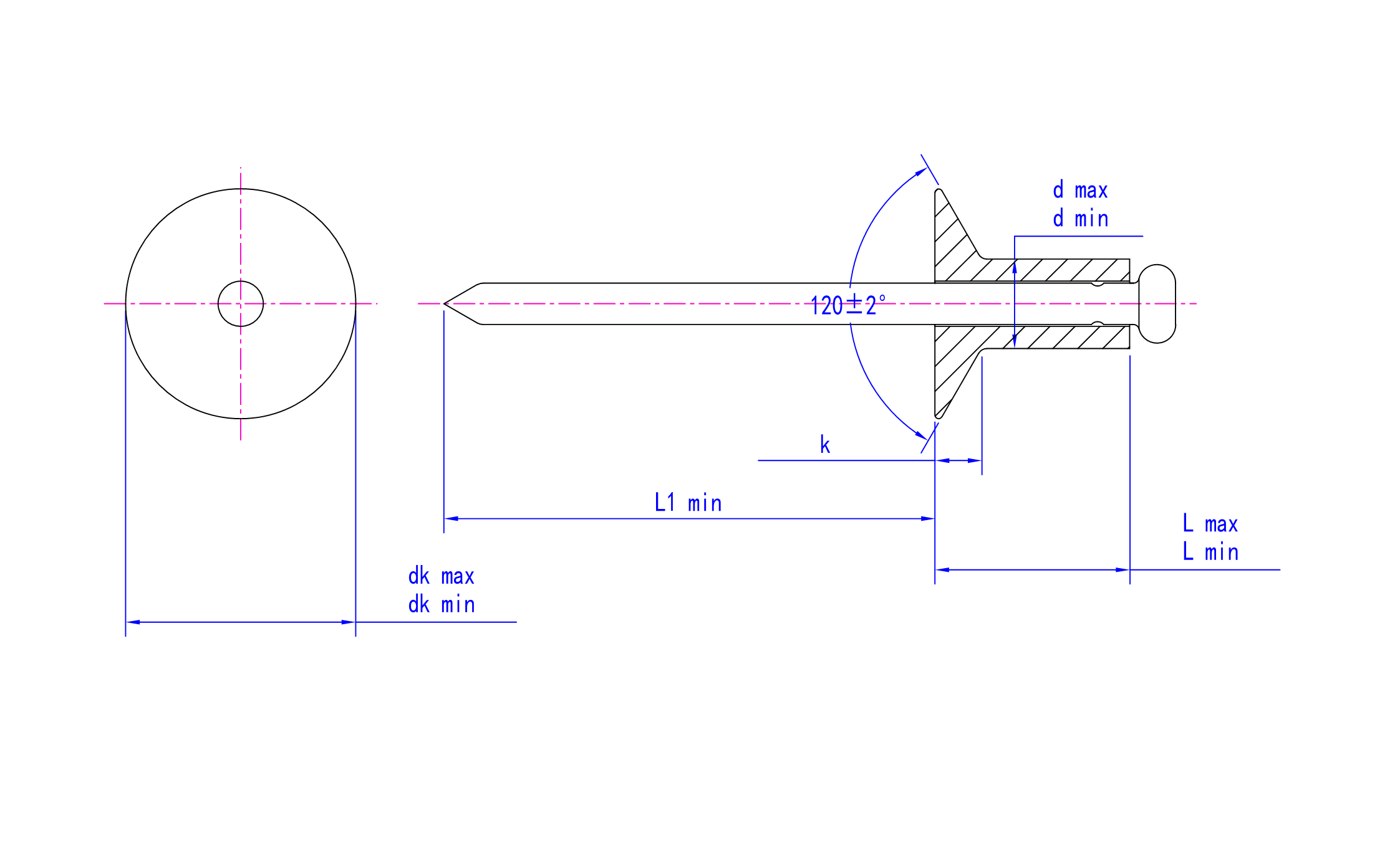 DIN 7337 B technical drawing