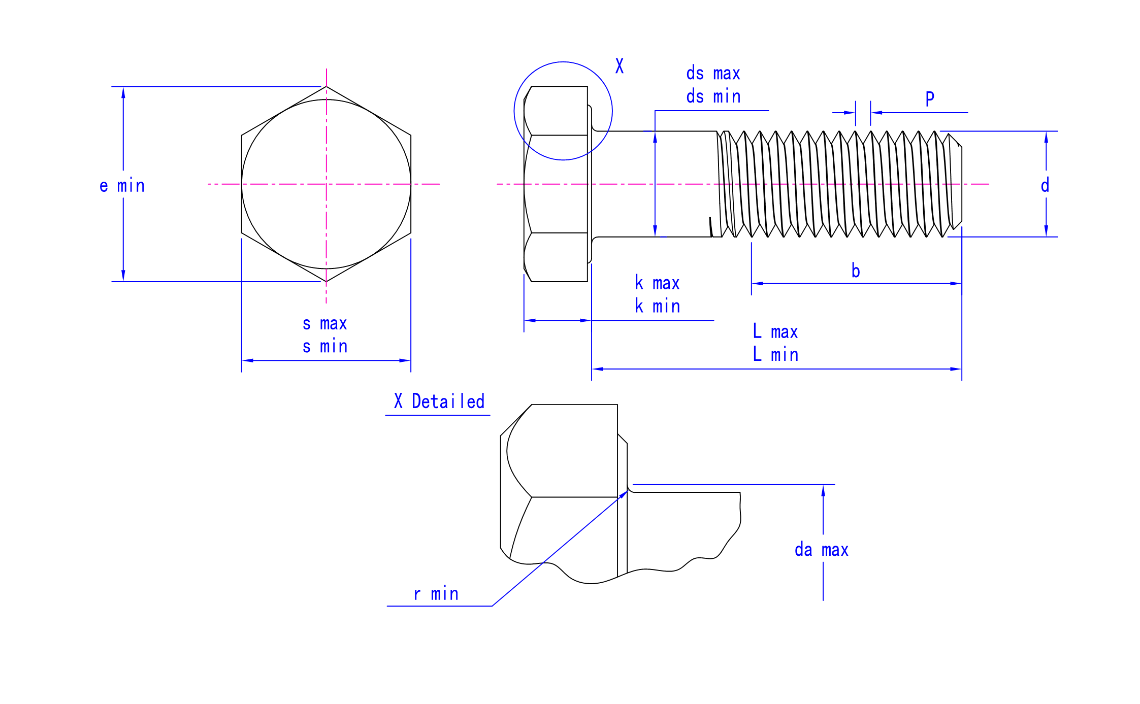DIN 931-1 technical drawing