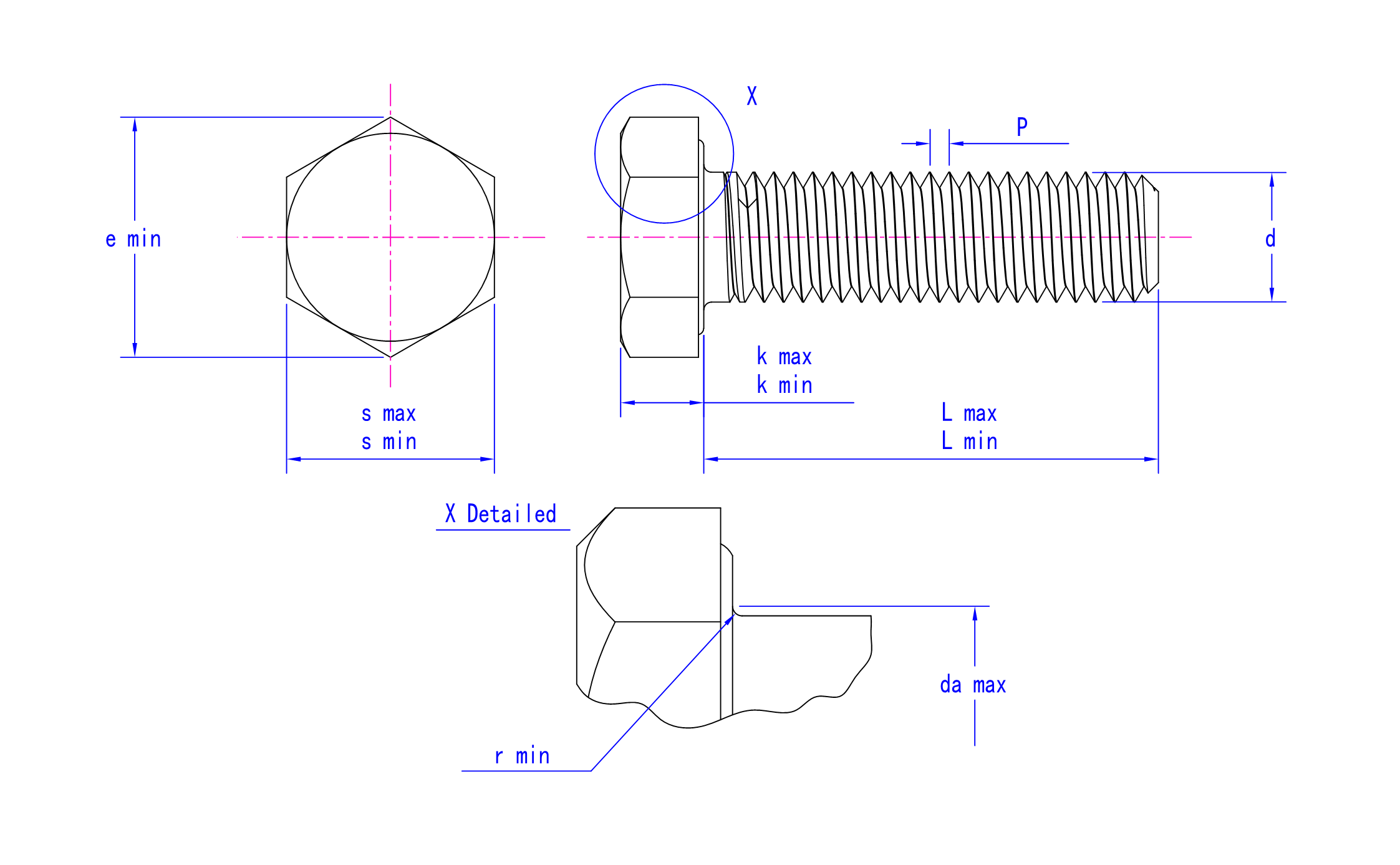 DIN 933 technical drawing