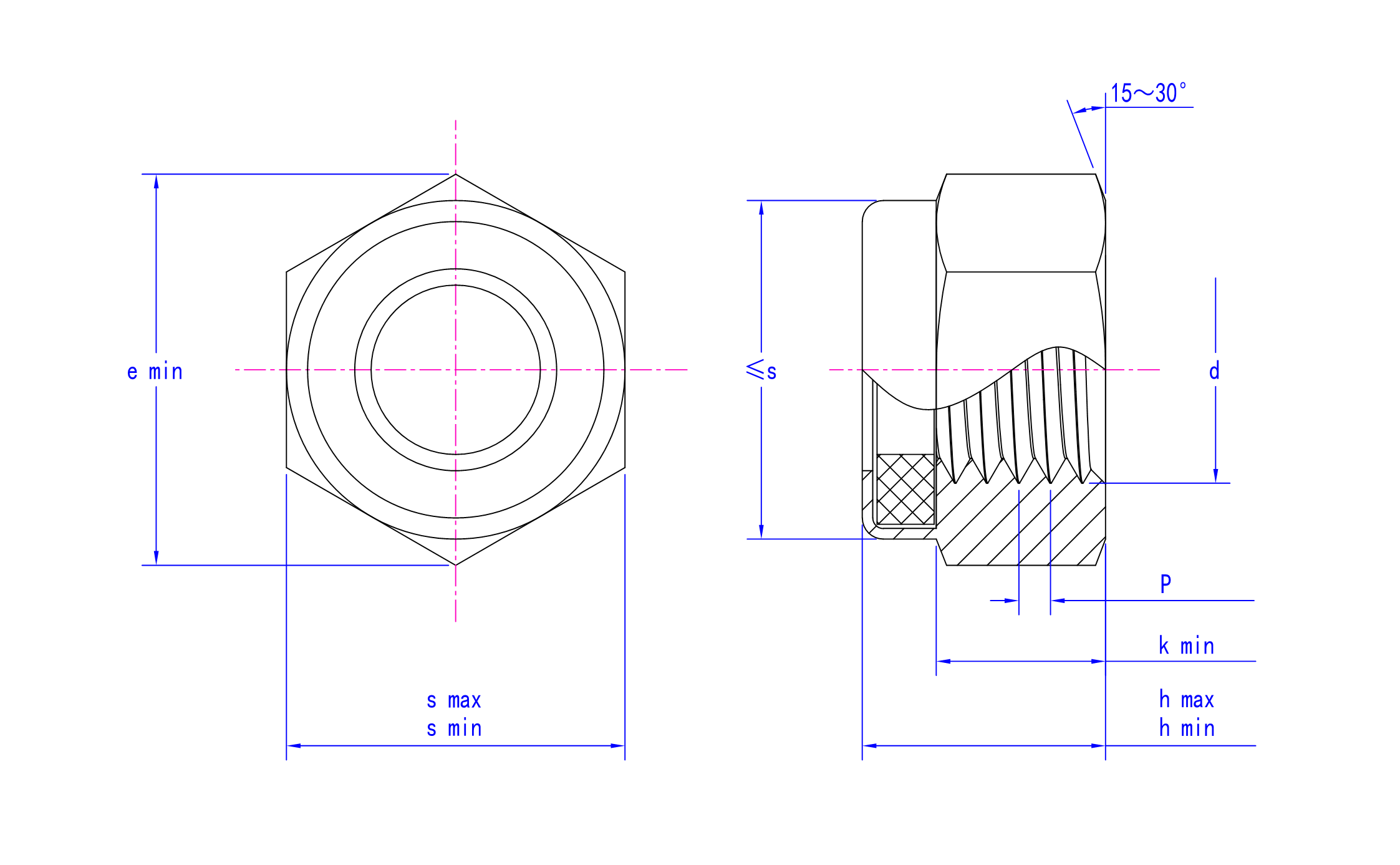 DIN 985 technical drawing
